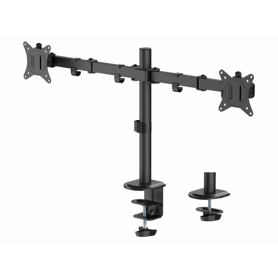 SIIG Dual Monitor Articulating Desk Mount - Fits 13" to 32" monitors - Max Load 19.8 lbs each - VESA Plate 75x75/100x100mm - Supports tilt, swivel and rotation for best viewing position, Fits 13" to 32" monitors, Max Load 19.8 lbs each, VESA Plate 75x75/100x100mm, Cable Management, Detachable VESA Plate, C-clamp and Grommet Mount Bases