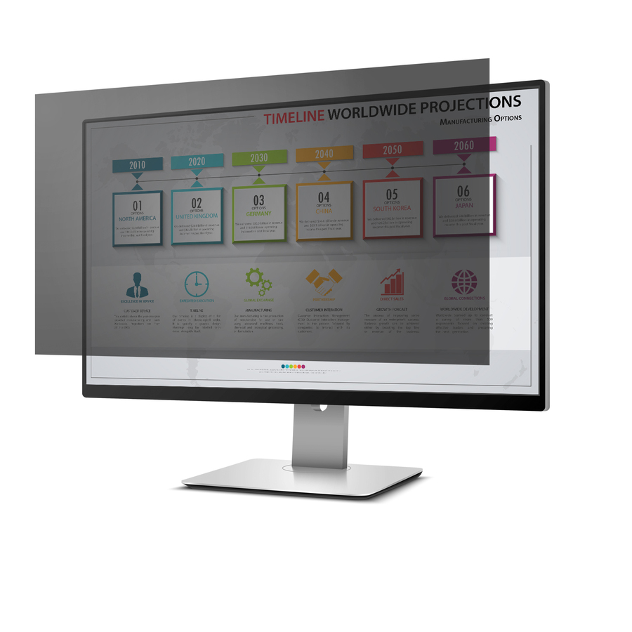 Rocstor PrivacyView™ Premium Privacy Filter for 32 Widescreen Monitor - For 32" Monitor/Display - 16:9 Aspect Ratio - Glossy / Matte - Unframed - Anti-glare - TAA Compliant - Black - For 32" Widescreen LCD Monitor - 16:9 - Scratch Resistant