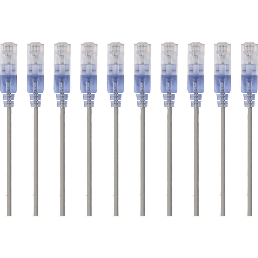 Monoprice 10-Pack, SlimRun Cat6A Ethernet Network Patch Cable, 5ft Gray