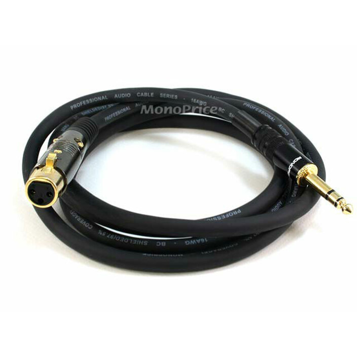 Monoprice 6ft Premier Series XLR Female to 1/4inch TRS Male 16AWG Cable (Gold Plated)