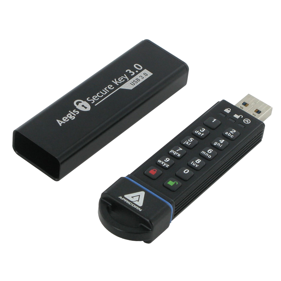 Apricorn Aegis Secure Key 3.0 - USB 3.0 Flash Drive - 480 GB - USB 3.0 - 195 MB/s Read Speed - 162 MB/s Write Speed - 256-bit AES - 3 Year Warranty - TAA Compliant