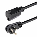 StarTech 6ft (2m) Power Extension Cord, Right Angle NEMA 5-15P to NEMA 5-15R, 13A 125V, 16AWG, Black, Flat Outlet Extension Cable