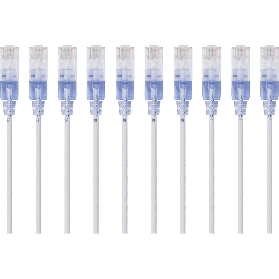 Monoprice 10-Pack, SlimRun Cat6A Ethernet Network Patch Cable, 3ft White