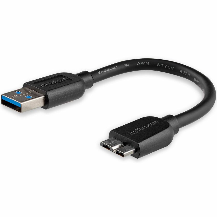 StarTech 15cm (6in) Short Slim SuperSpeed USB 3.0 (5Gbps) A to Micro B Cable - M/M