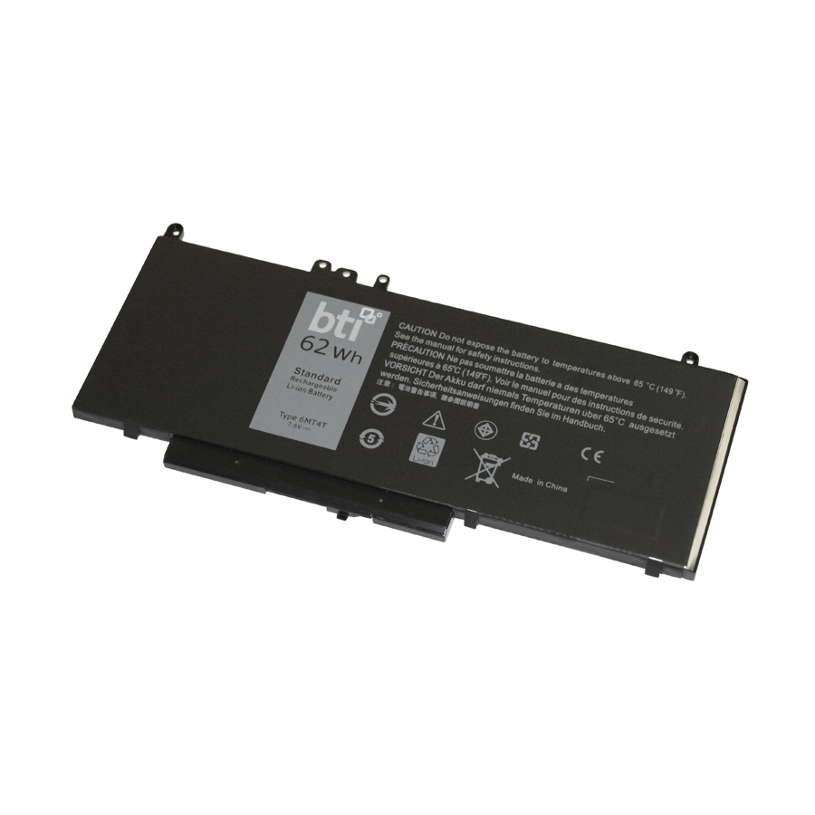 BTI 6MT4T-BTI 7.6V 62WHR LI-ION BATTERY 0C1P4, 451-BBTX, 535NC, FN7FY, NR1DY, 0D074, 451-BBUN, 6MT4T, HK6DV, TXF9M, 0HK6DV, 451-BBUP, 79VRK, JCDHY, 451-BBTW, 451-BBUQ, 7V69Y, K3JK9 LATITUDE E5470, LATITUDE E5570, PRECISION 3510