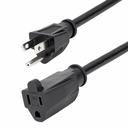 StarTech 1ft (0.3m) Short Extension Cord, NEMA5-15R to NEMA5-15P Black Extension Cord, 13A 125V, 16AWG, Computer Power Extension Cable