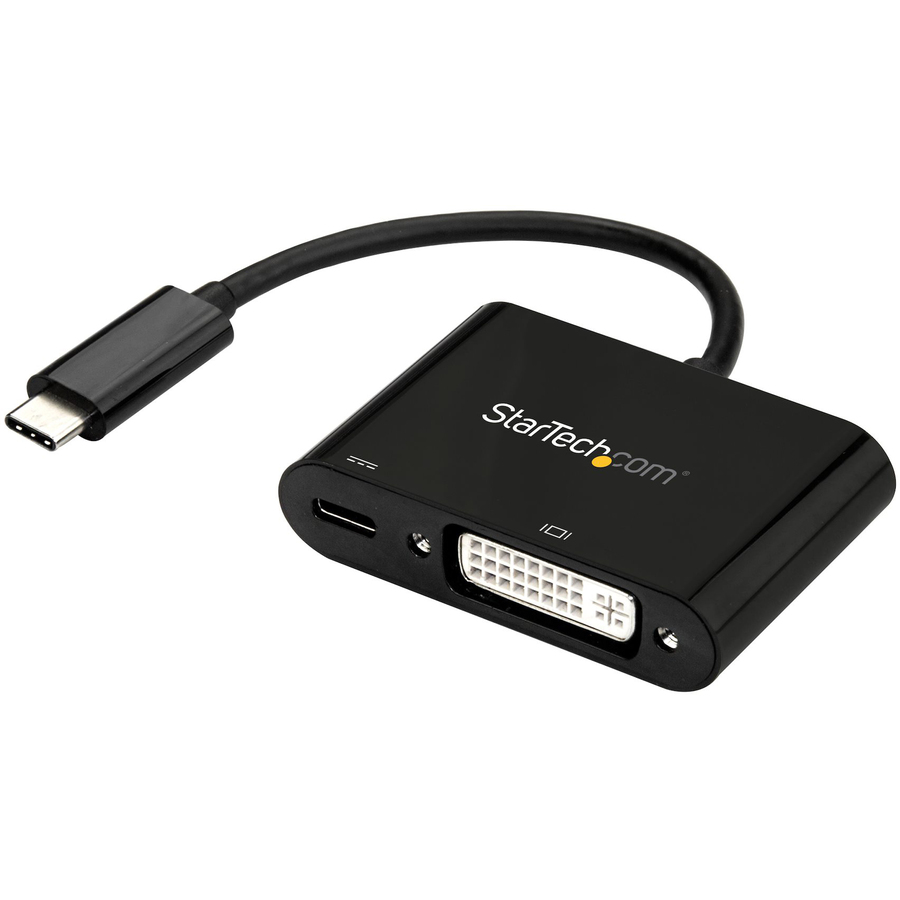 StarTech USB C to DVI Adapter with 60W Power Delivery Pass-Through - 1080p USB Type-C to DVI-D Video Display Converter - Black