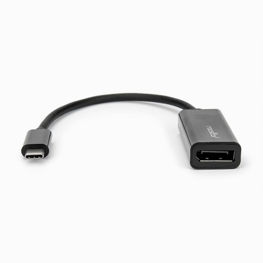 Rocstor Premium USB-C to DisplayPort Adapter M/F - USB Type-C to DP Converter Adapter for Computers, Macbook, Macbook Pro, Chromebook or devices with USB C - 6" - USB Type C - For connections via USB-C to DisplayPort for Monitors, Projector, HDTV, and Audio/Video Device- 1 Pack - 1 x USB Type C Male - 1 x DisplayPort Female Digital Audio/Video ADAPTER - Black