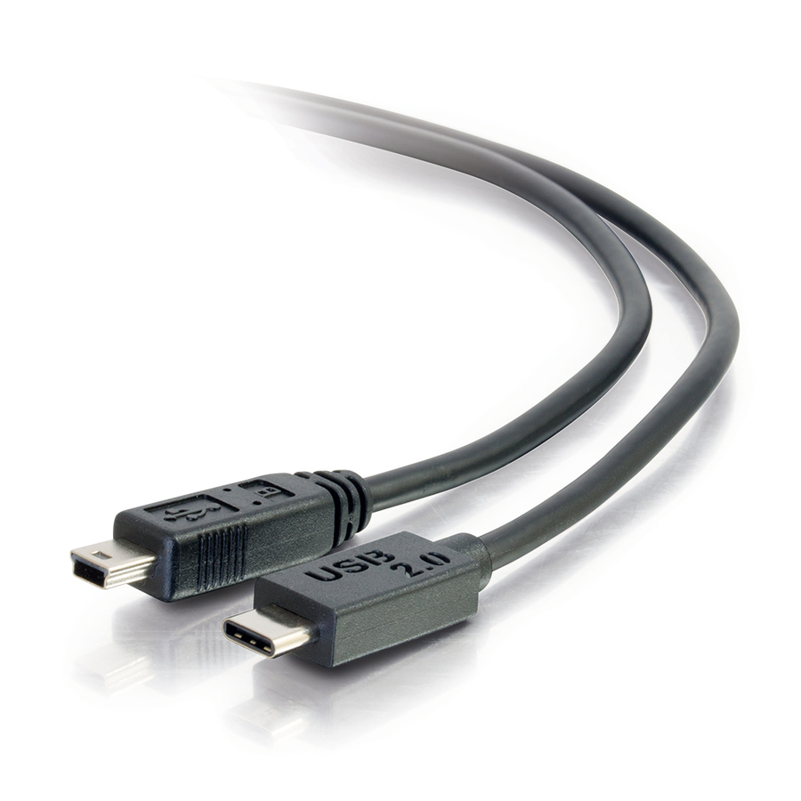 C2G 6ft USB C to USB Mini B Cable - M/M - USB for Camera, Cellular Phone, Tablet - 60 MB/s - 6 ft - Type C Male USB - Type B Male USB - Black