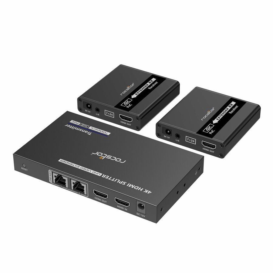 Rocstor TrueReach Splitter with Power over Network Cable 4K/1080p 1x2 HDMI