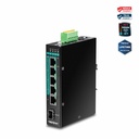 TRENDnet 6-Port Hardened Industrial Gigabit Poe+ Layer 2 Managed DIN-Rail Switch, 4 x Gigabit PoE+ 802.3at Ports, 1 x Gigabit Port, 1 x Gigabit SFP Slot, 120W Power Budget, Black, TI-PG541i