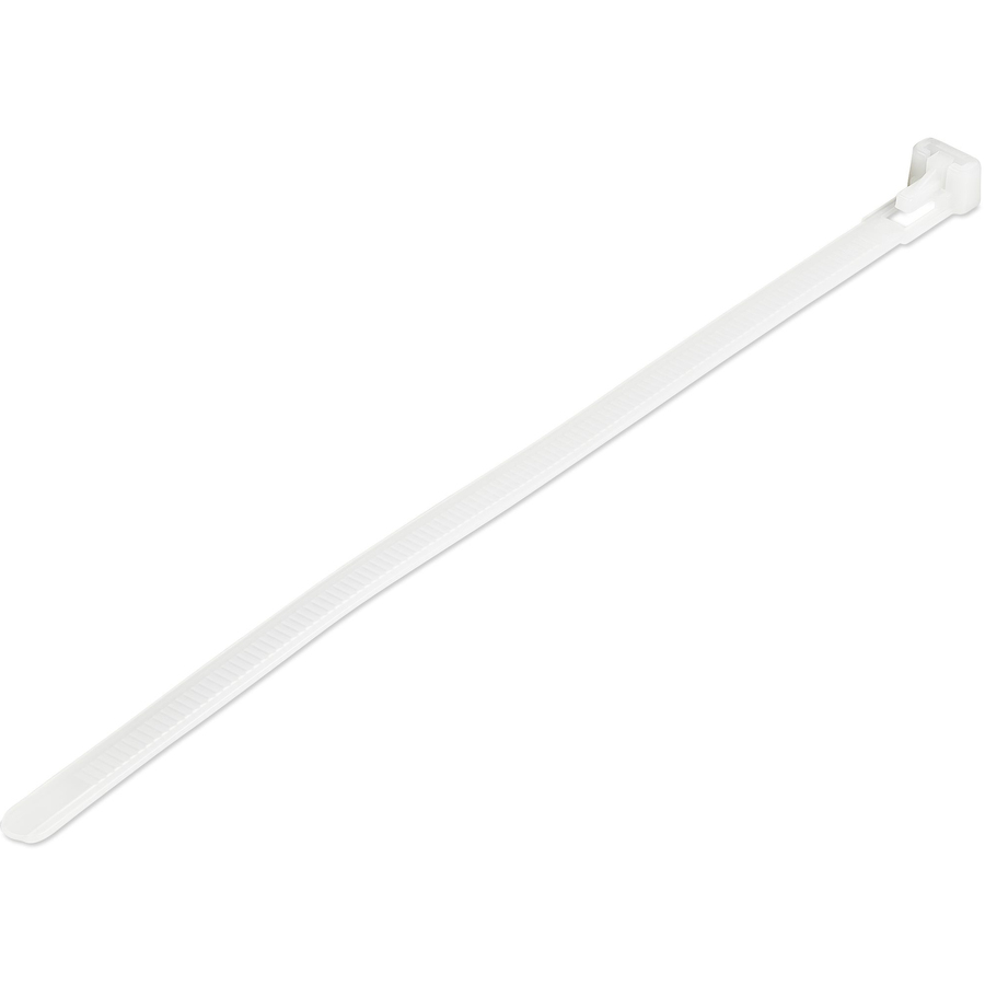 StarTech.com 8"(20cm) Reusable Cable Ties, 1-7/8"(50mm) Dia. 50lb(22Kg) Tensile Strength, Nylon, In/Outdoor, UL Listed, 100 Pack, White - Reusable cable ties for 1.96in/50mm bundle diameter - Adjustable large resealable nylon/plastic zip wraps for electrical/network cable/Tool-less/Trigger lock/Industrial strength up to 50lb (22 Kg) /94V-2 Flame Rating/UL/TAA/100 Pack White