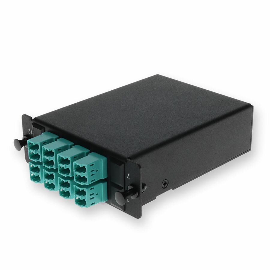 AddOn 4-Bay Cassette 2x 12-Fiber MPO In, 8 LC Duplex Out, Multi-mode Duplex OM4