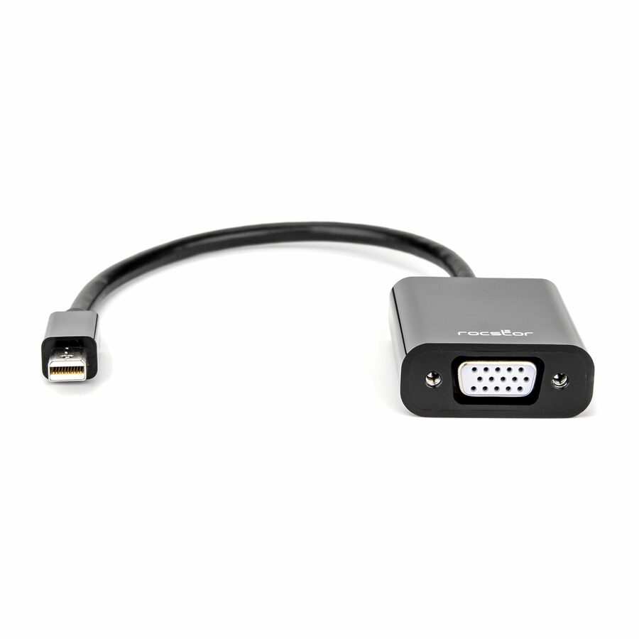 Rocstor Premium Mini DisplayPort to VGA Video Adapter - M/F - For connecting a VGA display to a Mini DisplayPort on a Mac or PC computer - Compatible with mDP DisplayPort on MacBook®, MacBook® Pro, Microsoft® Surface®, Surface® docking stations, Computers or Tablets with Mini Displayport -Resolutions up to 1920x1200 - Thunderbolt® 1 & 2 compatible - Black - Drivers are not required - ADAPTER MINI DISPLAYPORT TO VGA
