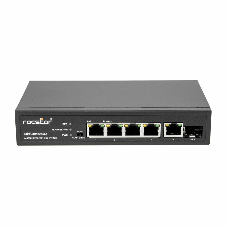 Rocstor 5-Port Gigabit Rackmount PoE Switch