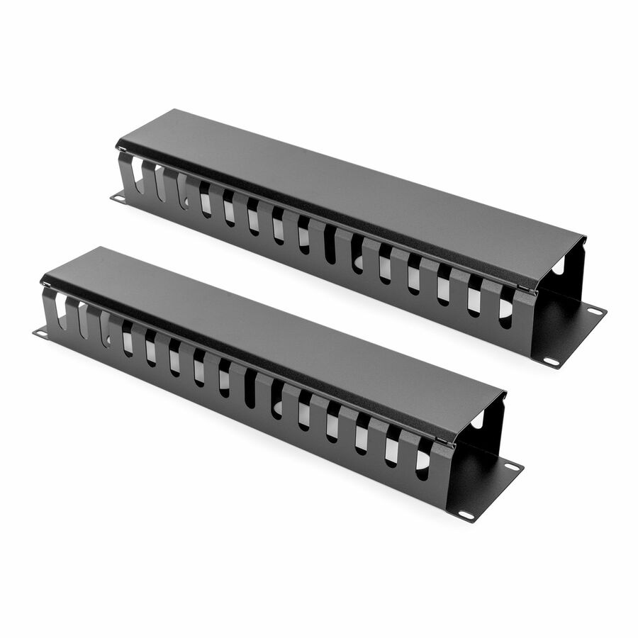 Rocstor 2U Horizontal Finger Duct Rack Cable Management Panel with Cover