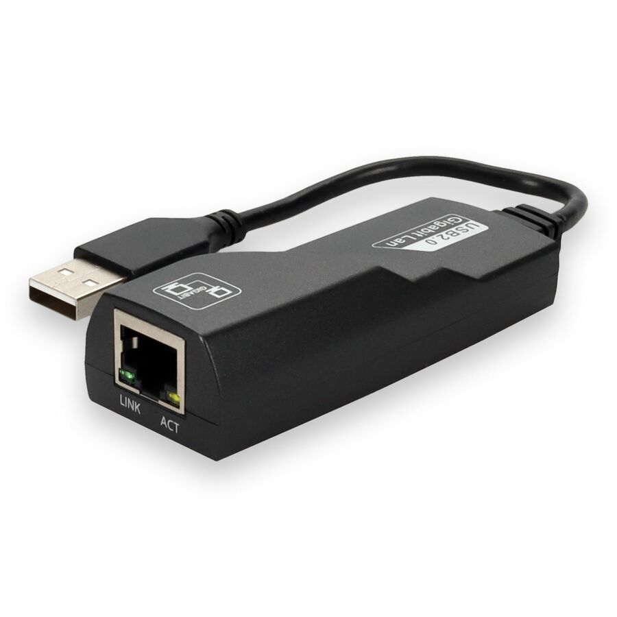 AddOn USB A 2.0 Male to RJ-45 Female Gray & Black Adapter