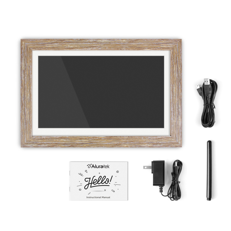 Aluratek 13.3" WiFi Touchscreen Distressed Wood Digital Photo Frame