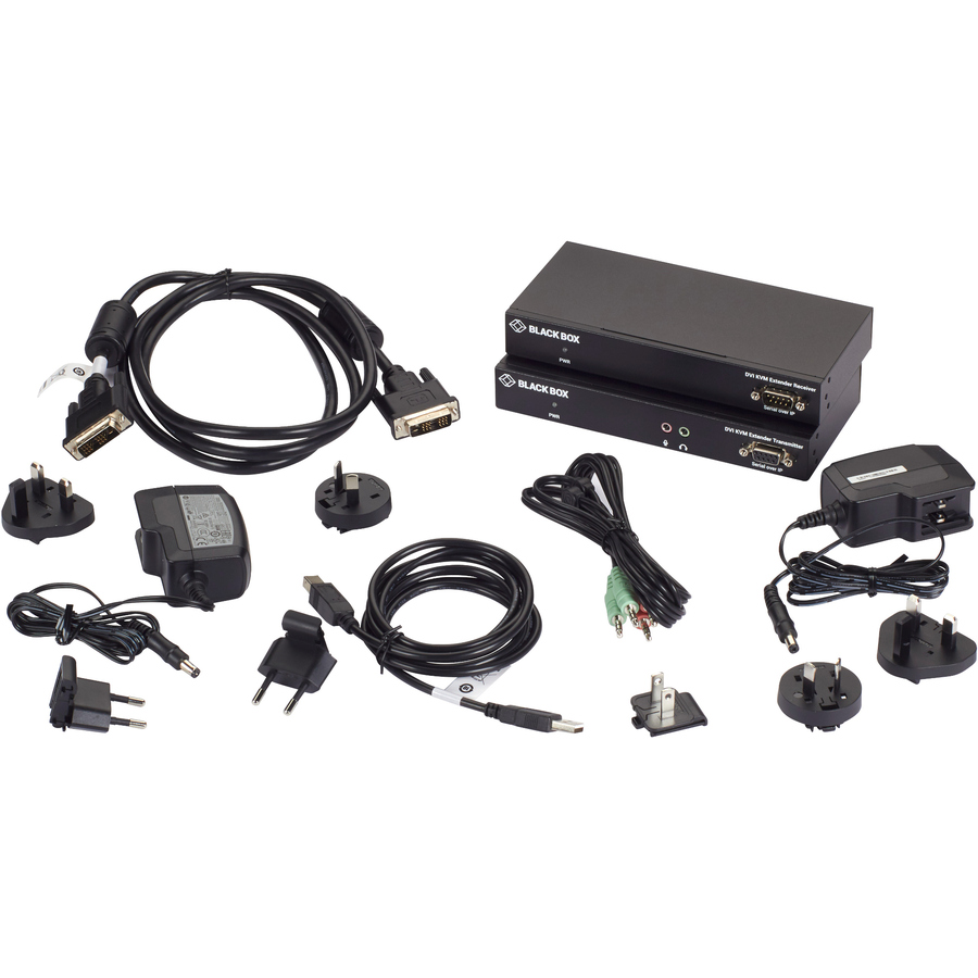 Black Box KVX Series KVM Extender Kit over CATx - DVI-D, USB 2.0, Serial, Audio, Local Video