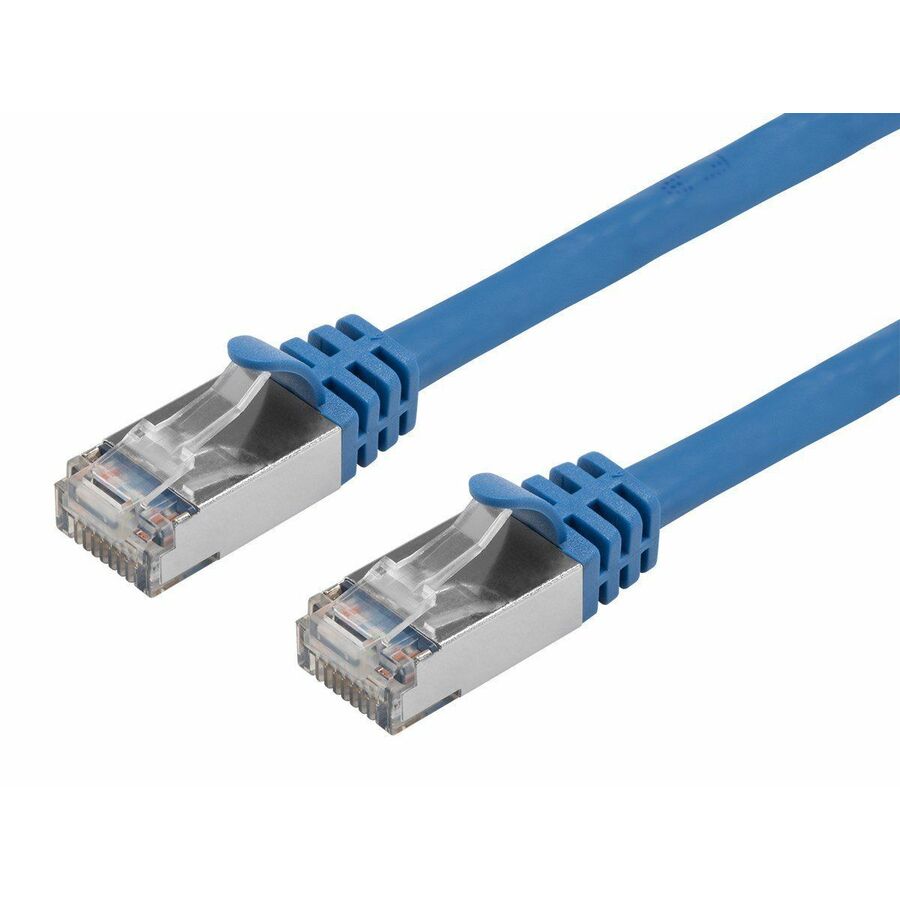 Monoprice Cat.7 S/FTP Patch Network Cable - 7 ft Category 7 Network Cable for Network Device - First End: 1 x RJ-45 Network - Male - Second End: 1 x RJ-45 Network - Male - 10 Gbit/s - Patch Cable - Shielding - Gold Plated Contact - CMX - 26 AWG - Blue