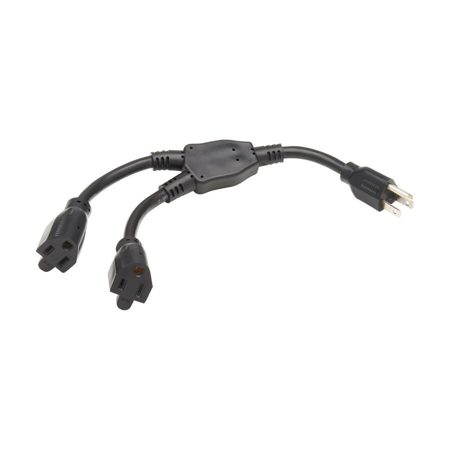 Eaton Tripp Lite Series Extension Cord Y Splitter, NEMA 5-15P to 2x NEMA 5-15R - Heavy Duty, 15A, 120V, 14 AWG, 1 ft. (0.3 m), Black