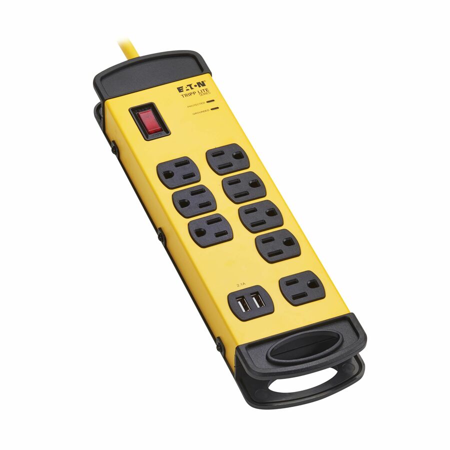 Eaton Tripp Lite Series 8-Outlet Industrial Safety Surge Protector - 2 USB-A Ports, 25 ft. Cord, 1960 Joules, Metal Housing