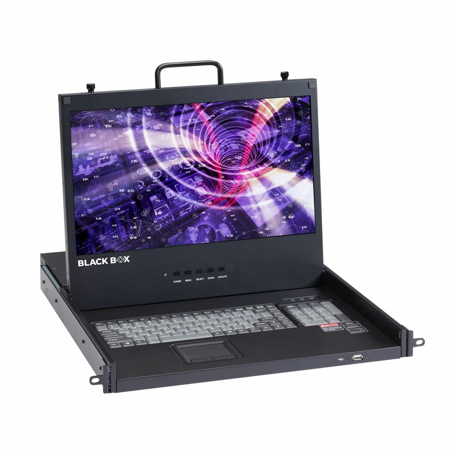 Black Box KVM LCD Console Tray - 17" , Single-Rail, Touchpad, LED Backlight, USB, HDMI, DisplayPort, VGA