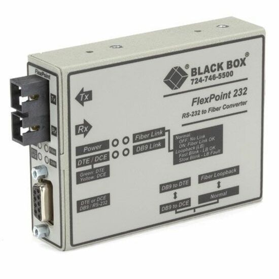 Black Box Flexpoint Async RS232 Extender Over Fiber - DB9 Female to Multimode, 2.5 km