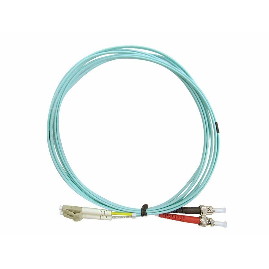 Monoprice Multi-Mode OM4 Fiber Optic Cable - LC-ST UL 50/125 OFNR Duplex Aqua 2m