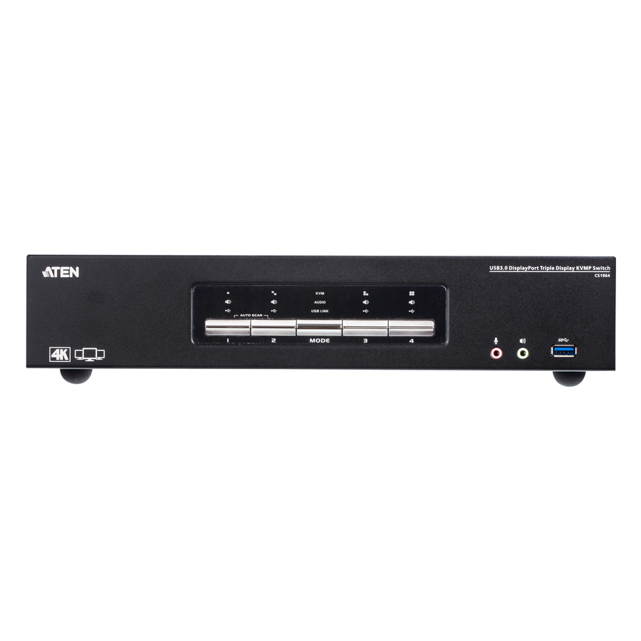 ATEN 4-Port USB3.0 4K DisplayPort Triple Display KVMP Switch