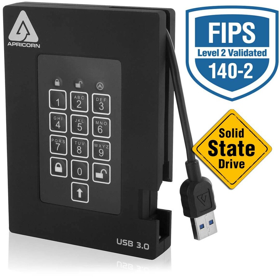 Apricorn Aegis Padlock A25-3PL256-S256F 256 GB Rugged Solid State Drive - External