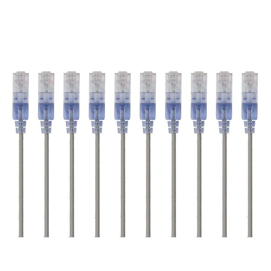 Monoprice 10-Pack, SlimRun Cat6A Ethernet Network Patch Cable, 1ft Gray