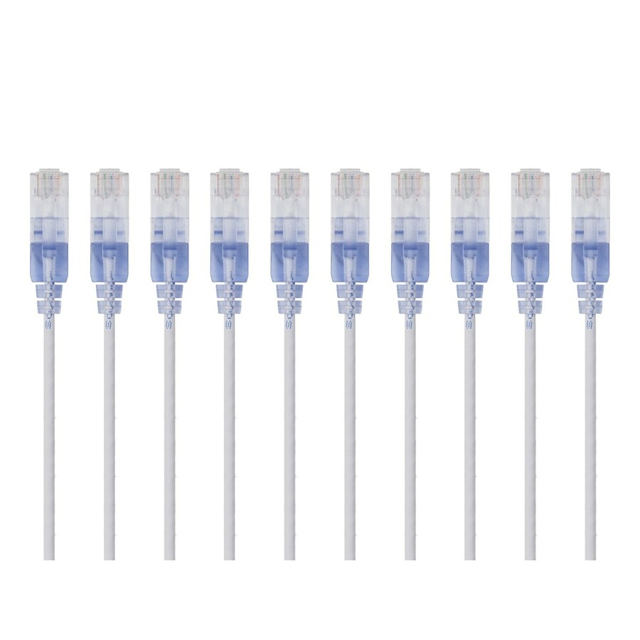 Monoprice 10-Pack, SlimRun Cat6A Ethernet Network Patch Cable, 1ft White