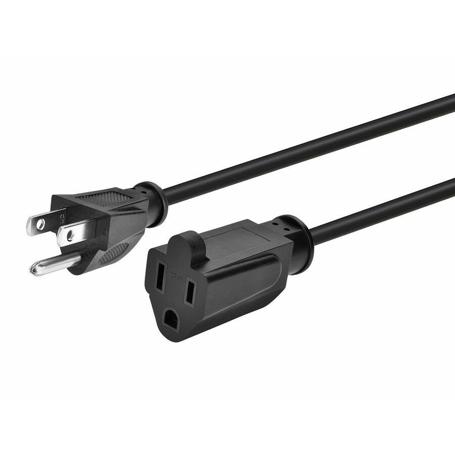 Monoprice Extension Cord - NEMA 5-15P to NEMA 5-15R, 16AWG, 13A/1625W, 3-Prong, Black, 6ft