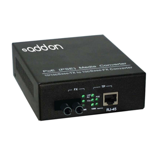 AddOn 10/100Base-TX(RJ-45) to 100Base-FX(ST) MMF 1310nm 2km POE Media Converter