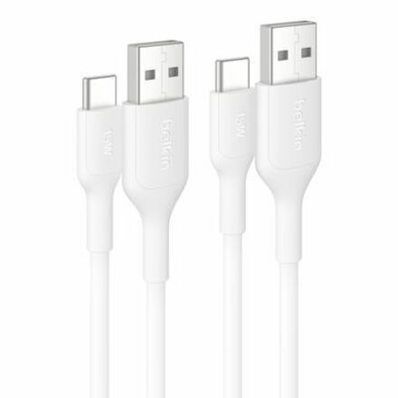 Belkin USB-A to USB-C Cable 15W, 3.3ft/1m, White, 2-pack