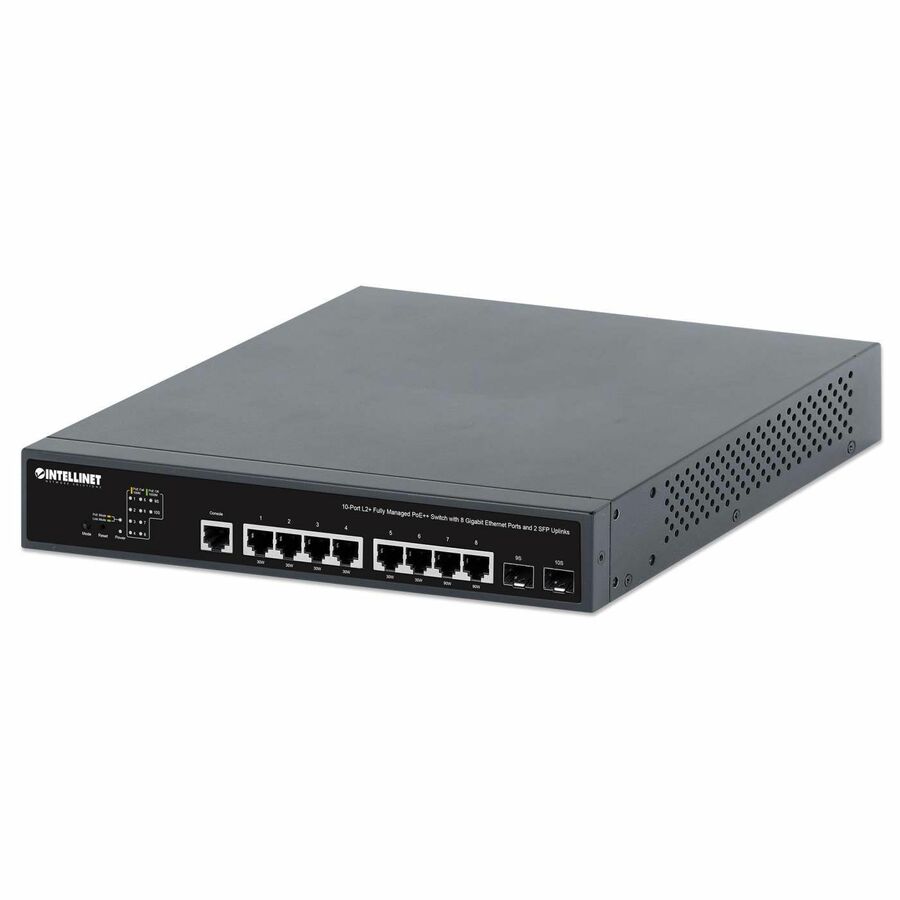 Intellinet 10-Port L2+ Fully Managed PoE++ Switch with 8 Gigabit Ethernet Ports and 2 SFP Uplinks