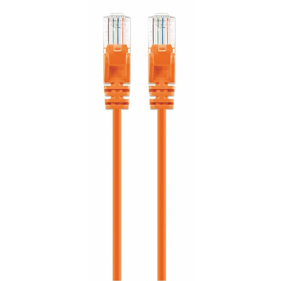Intellinet Cat6 U/UTP Slim Network Patch Cable, 10 ft., Orange