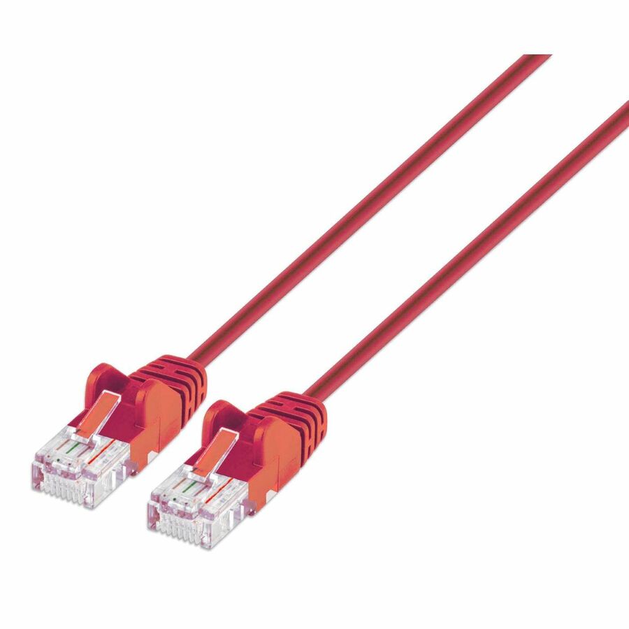 Intellinet Cat6 U/UTP Slim Network Patch Cable, 7 ft., Red