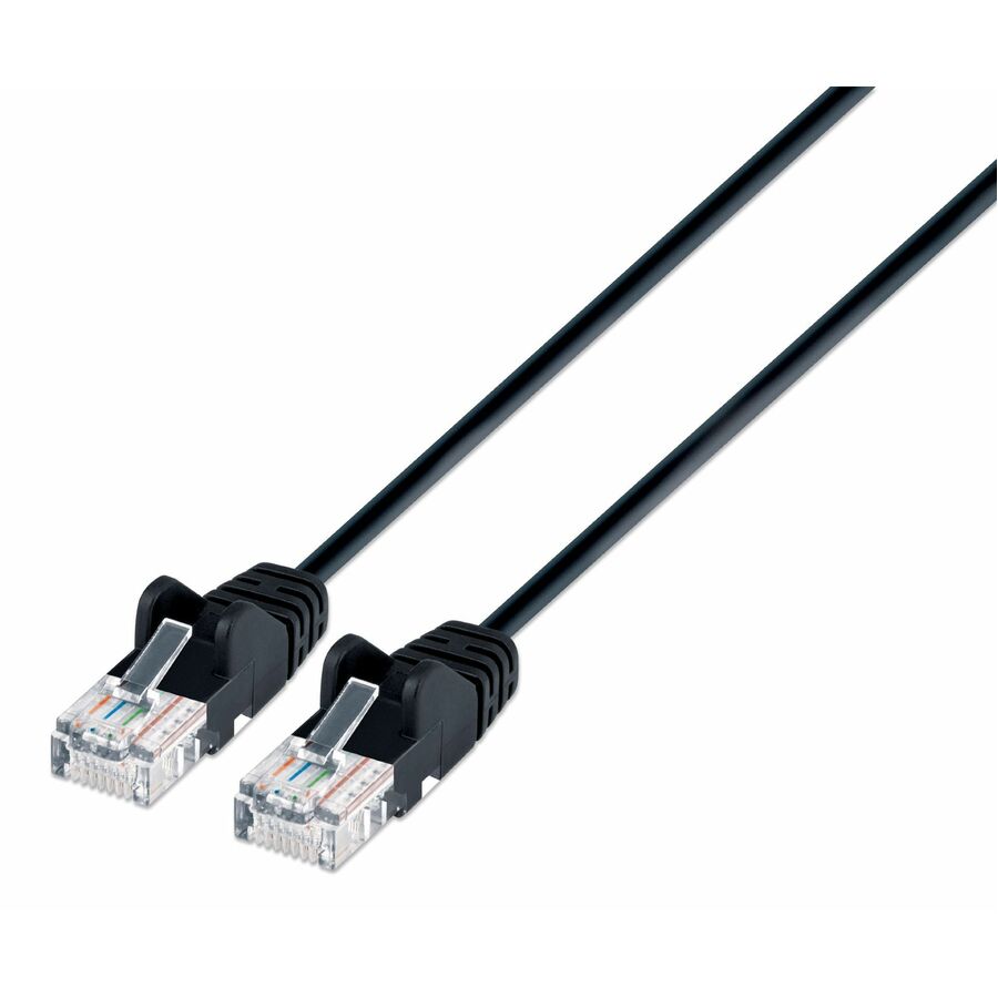 Intellinet Cat6a U/UTP Slim Network Patch Cable, 3 ft., Black