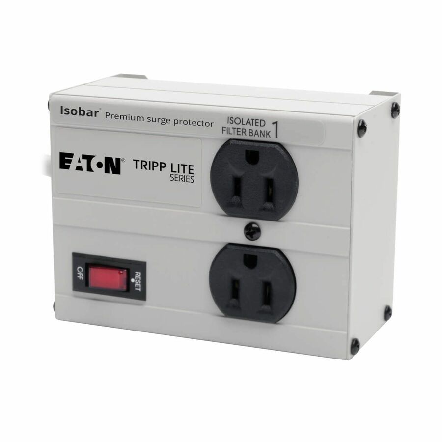 Eaton Tripp Lite Series Isobar 2-Outlet Surge Protector, 6 ft. Cord with Right-Angle Plug, 1410 Joules, Metal Housing