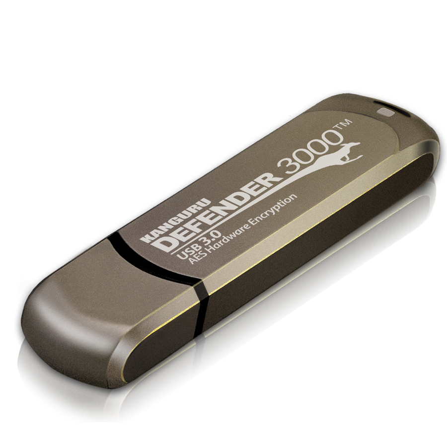 Kanguru Defender3000 FIPS 140-2 Certified Level 3, SuperSpeed USB 3.0 Secure Flash Drive, 128G