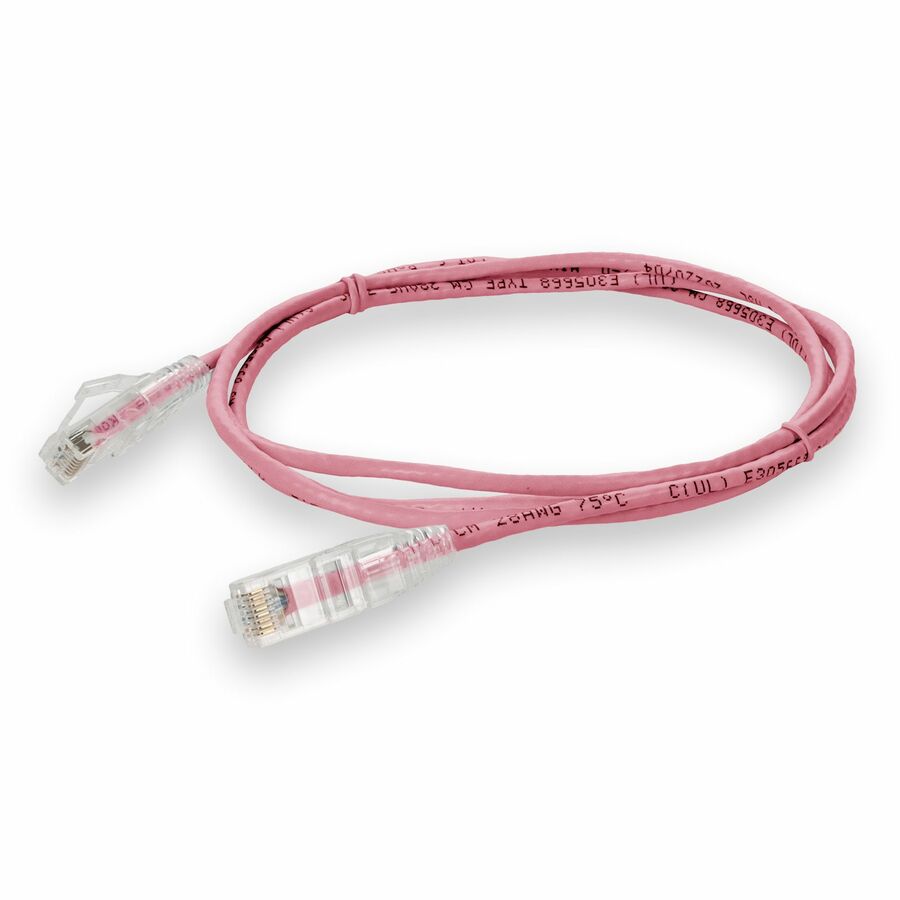 AddOn 3ft Pink CAT 6 Slim PVC Ethernet Cable Snagless Clear-Claw RJ-45 M/M