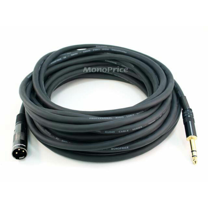 Monoprice 50ft Premier Series XLR Male to 1/4inch TRS Male 16AWG Cable (Gold Plated)