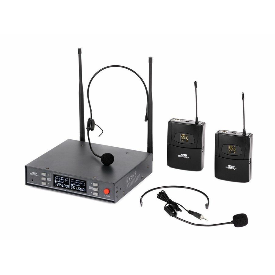 Monoprice Stage Right 200-Channel UHF Dual Headset Wireless Microphones System