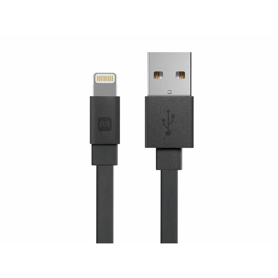 Monoprice Premium Flat Apple MFi Certified Lightning to USB-A Charging Cable - 3ft Black