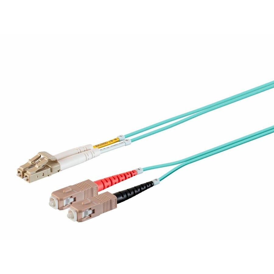 Monoprice Multi-Mode OM4 Fiber Optic Cable - LC-SC UL 50/125 OFNR Duplex Aqua 10m