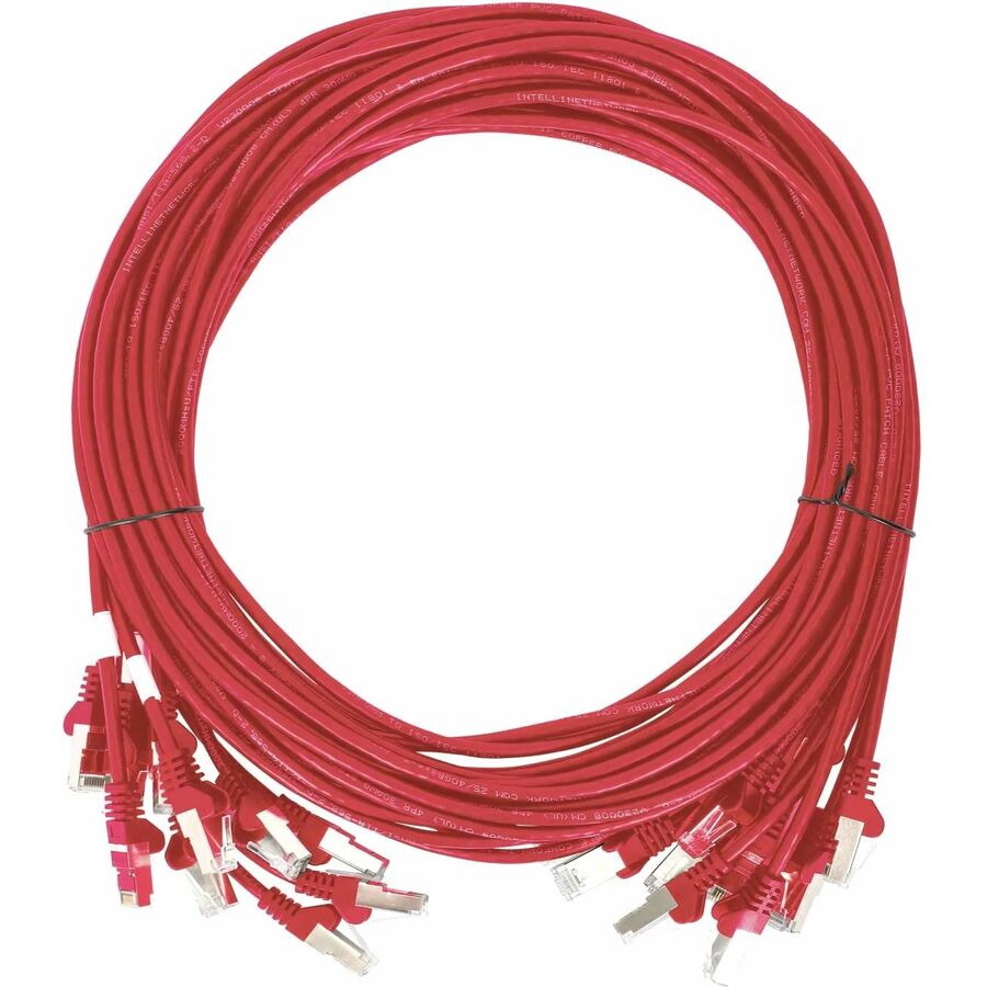 Intellinet Cat6 U/UTP Slim Network Patch Cable, 5 ft., Red, 10-Pack