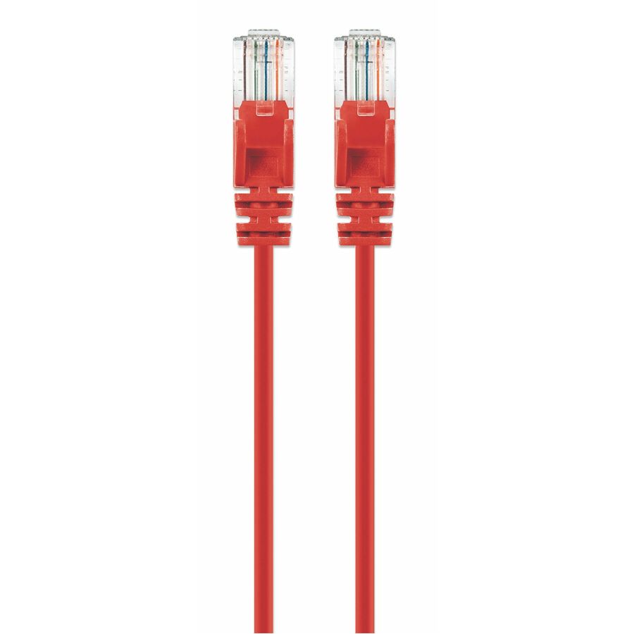 Intellinet Cat6 U/UTP Slim Network Patch Cable, 1.5 ft., Red