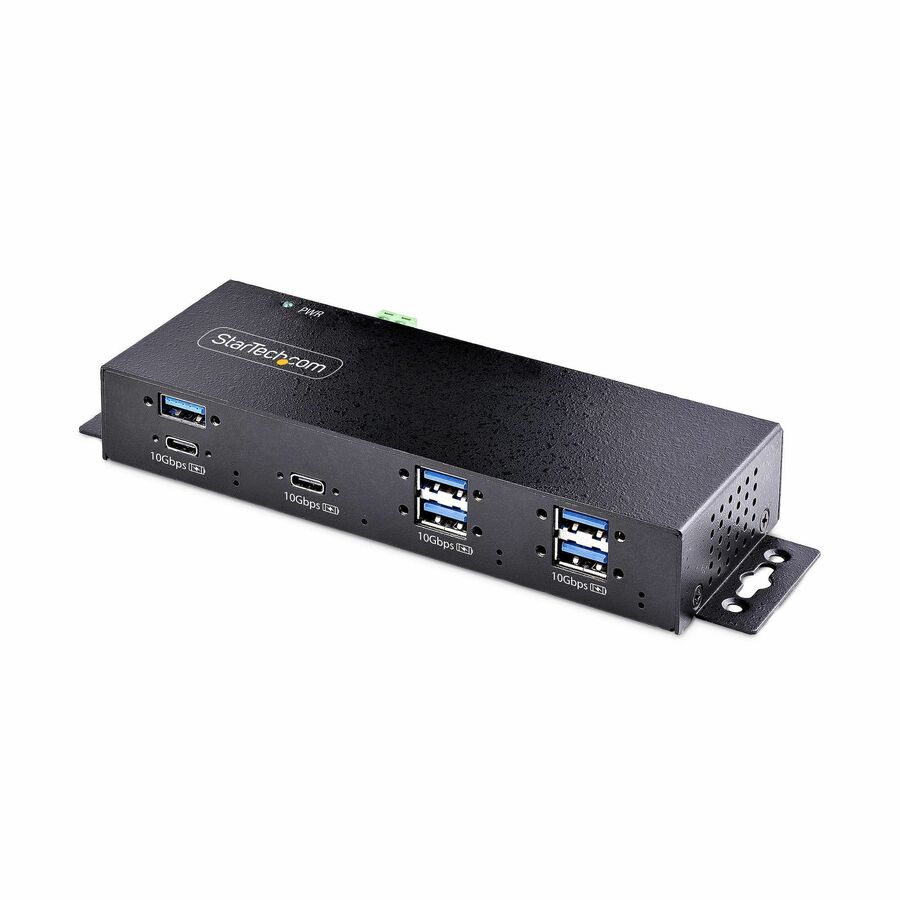 StarTech 7-Port Industrial USB 10Gbps Hub with Power Adapter, Mountable, 5x USB-A and 2x USB-C Downstream Ports, ESD Protection, TAA